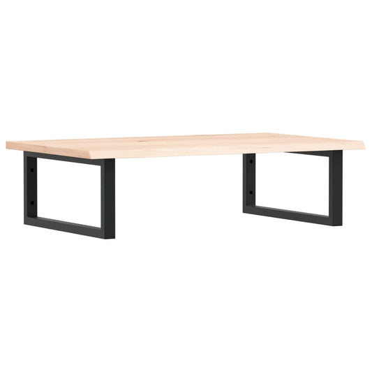 Basin Shelf Wall Mounted Steel and Solid Wood Oak Rectangular Depth 50 cm Width 80 cm Brown and black