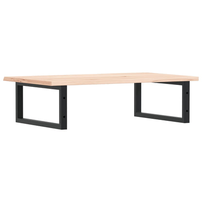 Basin Shelf Wall Mounted Steel and Solid Wood Oak Rectangular Depth 50 cm Width 80 cm Brown and black