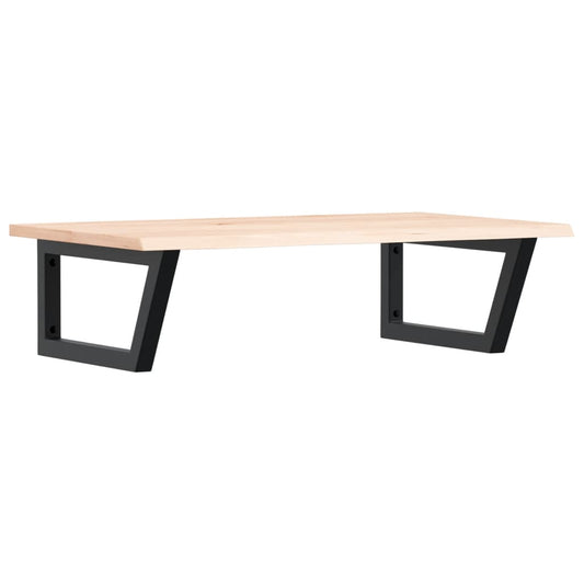 Basin Shelf Wall Mounted Steel and Solid Wood Oak Trapezium Depth 50 cm Width 80 cm Brown and black