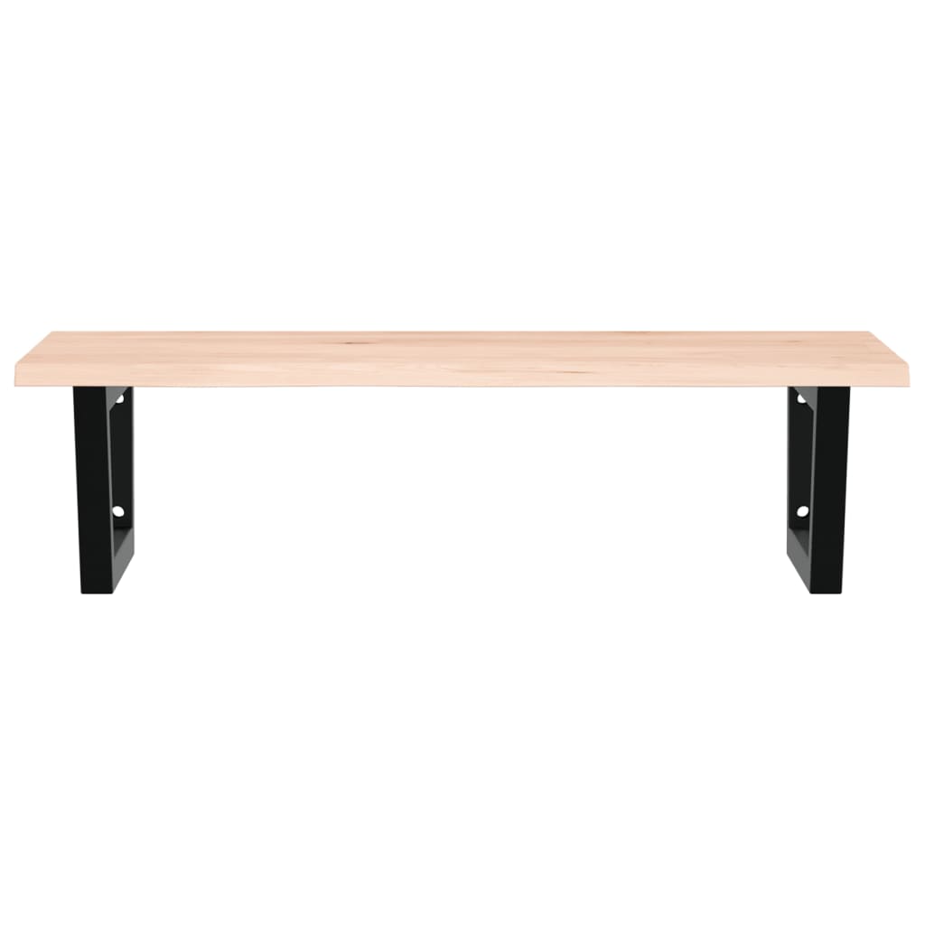 Basin Shelf Wall Mounted Steel and Solid Wood Oak Trapezium Depth 50 cm Width 80 cm Brown and black