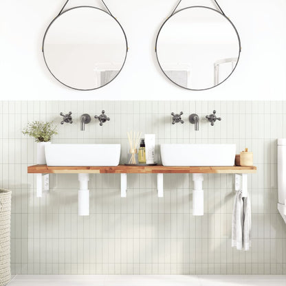 vidaXL Basin Shelf Wall Mounted Steel and Solid Wood Acacia 3