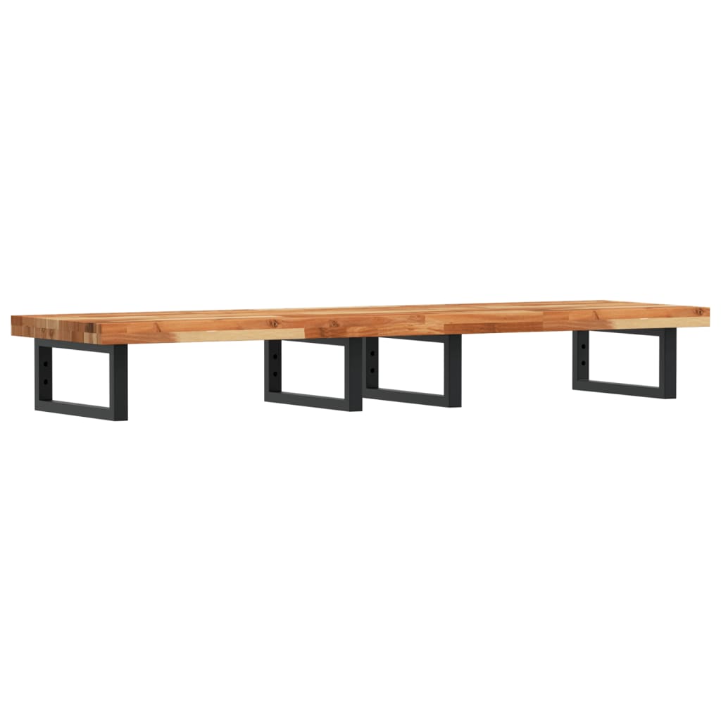 Basin Shelf Wall Mounted Steel and Solid Wood Acacia Rectangular Height 4 cm Dark Brown and Black 160 cm