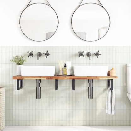 vidaXL Basin Shelf Wall Mounted Steel and Solid Wood Acacia 3