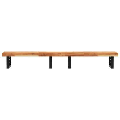 Basin Shelf Wall Mounted Steel and Solid Wood Acacia Rectangular Height 4 cm Dark Brown and Black 160 cm