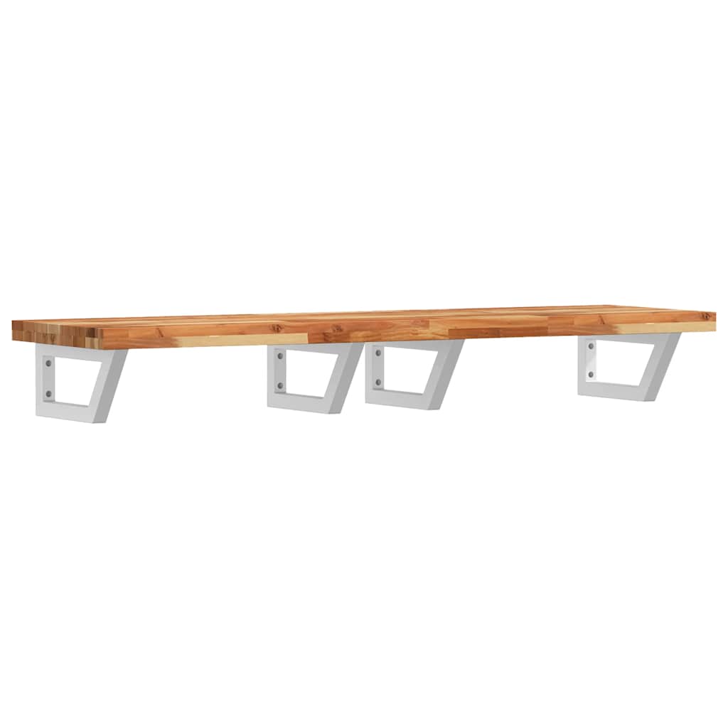 vidaXL Basin Shelf Wall Mounted Steel and Solid Wood Acacia 2