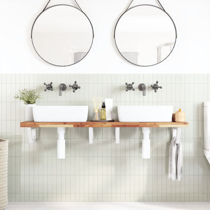 vidaXL Basin Shelf Wall Mounted Steel and Solid Wood Acacia 3