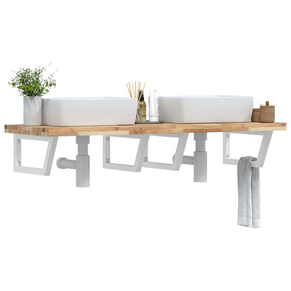 vidaXL Basin Shelf Wall Mounted Steel and Solid Wood Acacia Trapezium Depth 50 cm Height 4 cm