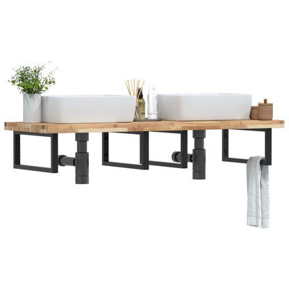 vidaXL Basin Shelf Wall Mounted Steel and Solid Wood Acacia 1