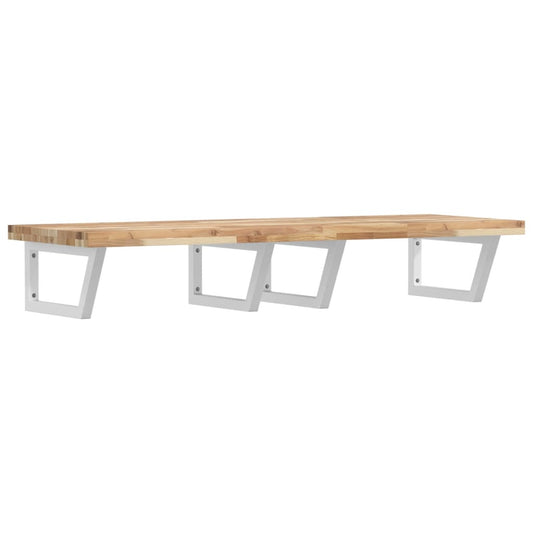 vidaXL Basin Shelf Wall Mounted Steel and Solid Wood Acacia 2