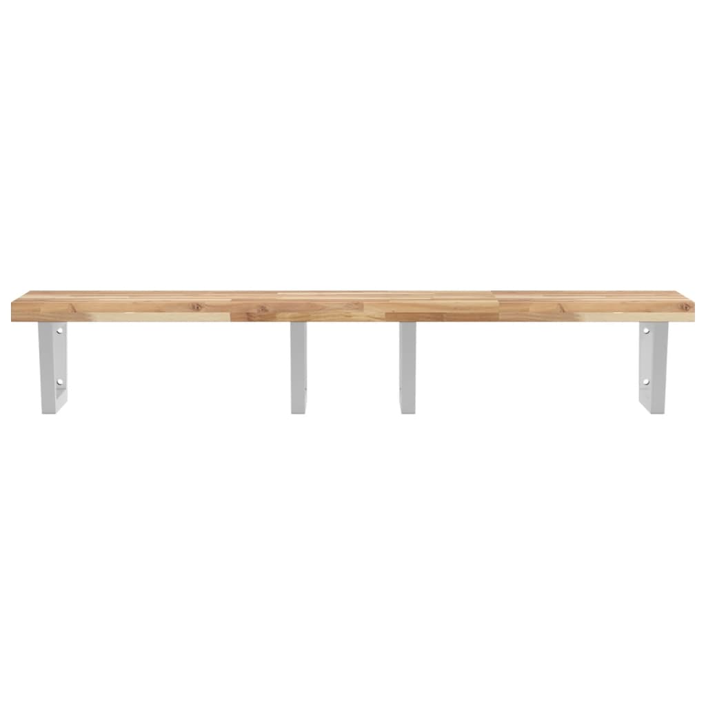 vidaXL Basin Shelf Wall Mounted Steel and Solid Wood Acacia 4