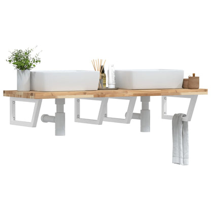vidaXL Basin Shelf Wall Mounted Steel and Solid Wood Acacia 1
