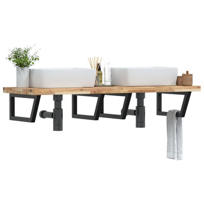 vidaXL Basin Shelf Wall Mounted Steel and Solid Wood Acacia 1