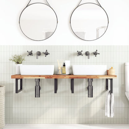 vidaXL Basin Shelf Wall Mounted Steel and Solid Wood Acacia 3