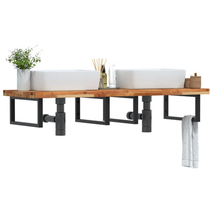 vidaXL Basin Shelf Wall Mounted Steel and Solid Wood Acacia 1