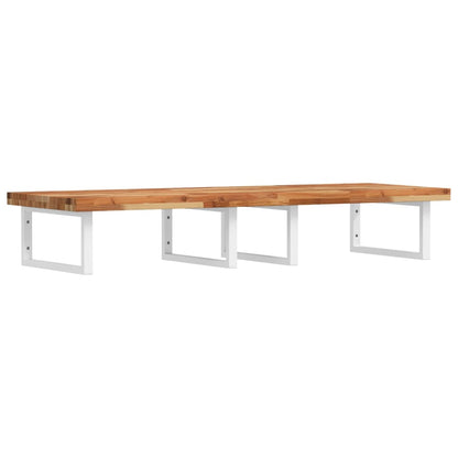vidaXL Basin Shelf Wall Mounted Steel and Solid Wood Acacia 2