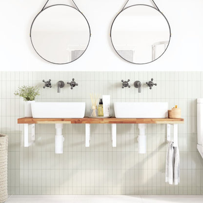 vidaXL Basin Shelf Wall Mounted Steel and Solid Wood Acacia 3