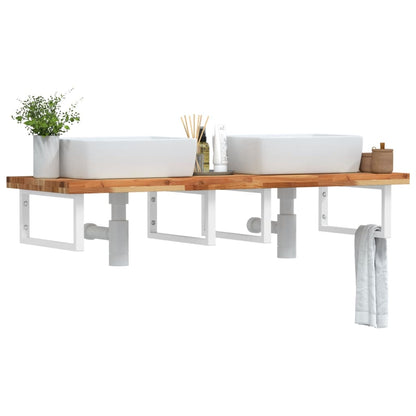 vidaXL Basin Shelf Wall Mounted Steel and Solid Wood Acacia 1