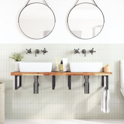 vidaXL Basin Shelf Wall Mounted Steel and Solid Wood Acacia 3