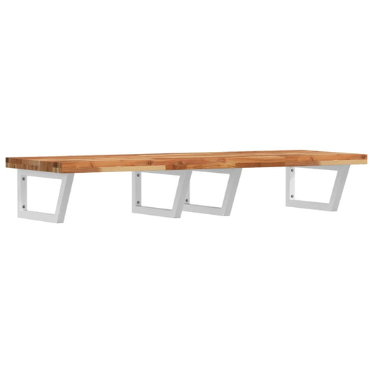 vidaXL Basin Shelf Wall Mounted Steel and Solid Wood Acacia 2