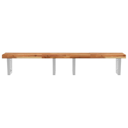 vidaXL Basin Shelf Wall Mounted Steel and Solid Wood Acacia 4