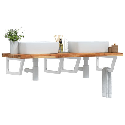 vidaXL Basin Shelf Wall Mounted Steel and Solid Wood Acacia 1