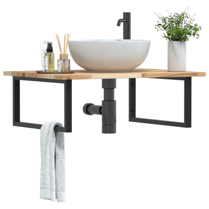 vidaXL Basin Shelf Wall Mounted Steel and Solid Wood Acacia Rectangular Depth 60 cm