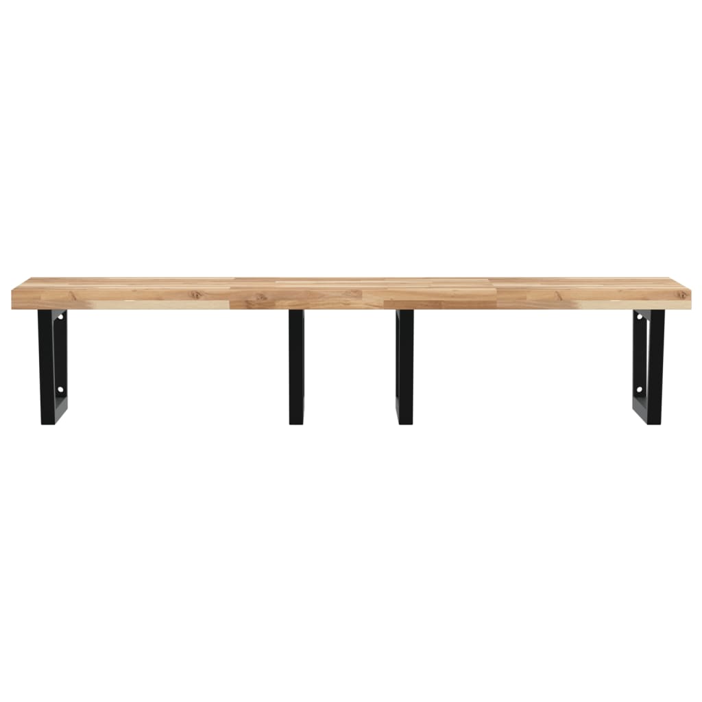 vidaXL Basin Shelf Wall Mounted Steel and Solid Wood Acacia 4