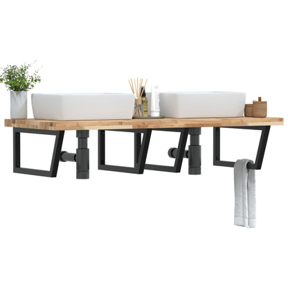 vidaXL Basin Shelf Wall Mounted Steel and Solid Wood Acacia 1