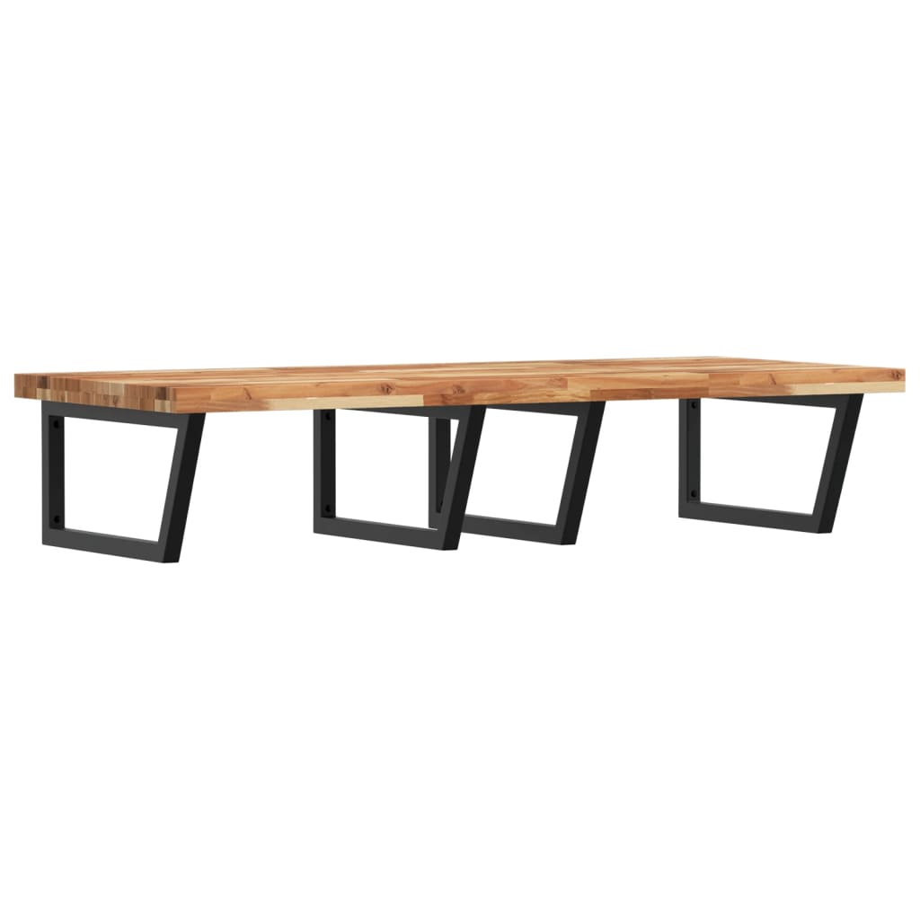 Basin Shelf Wall Mounted Steel and Solid Wood Acacia Trapezium Depth 60 cm Dark brown and black 140 cm