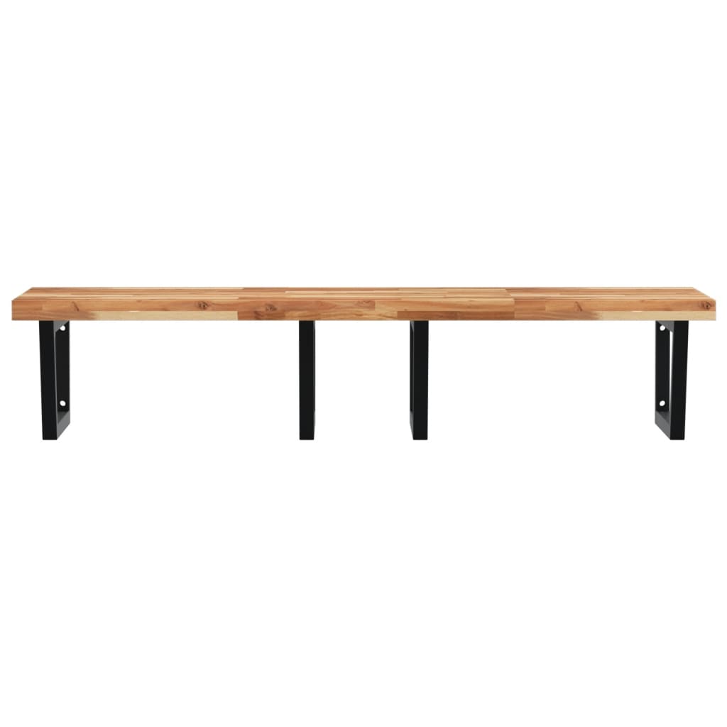 vidaXL Basin Shelf Wall Mounted Steel and Solid Wood Acacia 4