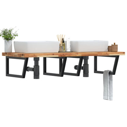 vidaXL Basin Shelf Wall Mounted Steel and Solid Wood Acacia 1