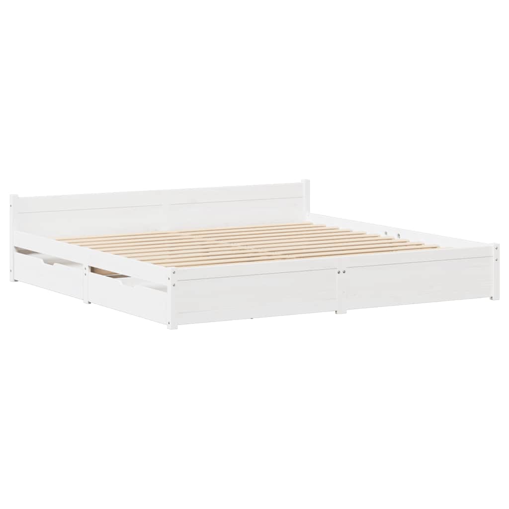 vidaXL Bed Frame without Mattress White 140x190 cm Solid Wood Pine 3