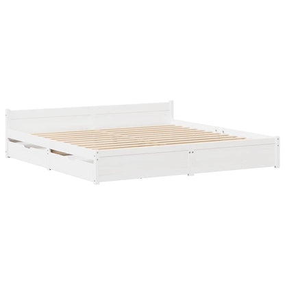 vidaXL Bed Frame without Mattress White 140x190 cm Solid Wood Pine 3