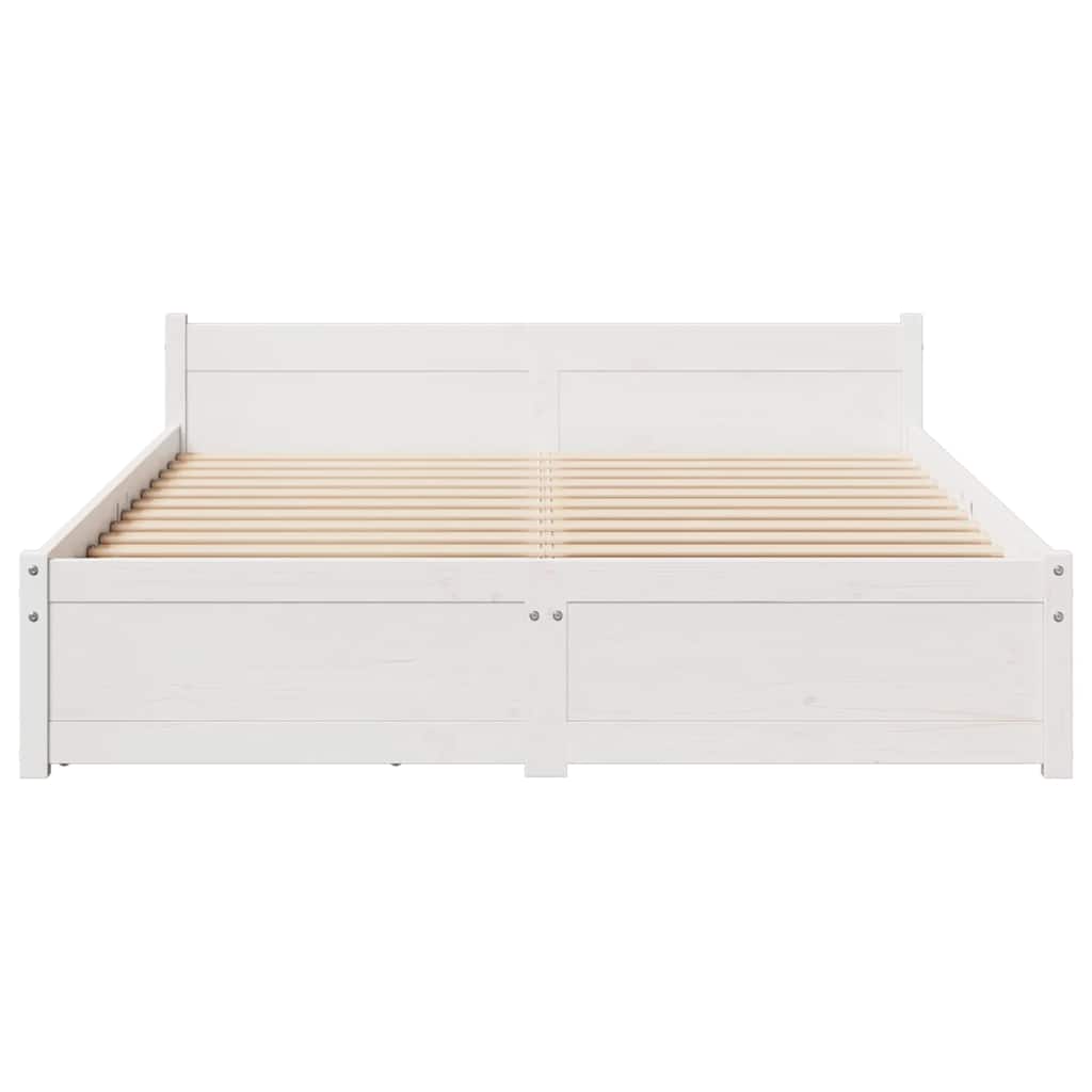 vidaXL Bed Frame without Mattress White 140x190 cm Solid Wood Pine 4