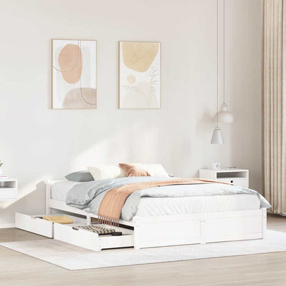 vidaXL Bed Frame without Mattress White 140x190 cm Solid Wood Pine 1