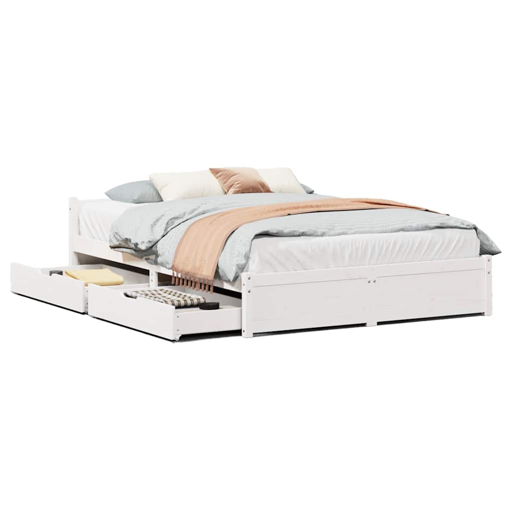 vidaXL Bed Frame without Mattress White 120x200 cm Solid Wood Pine 2