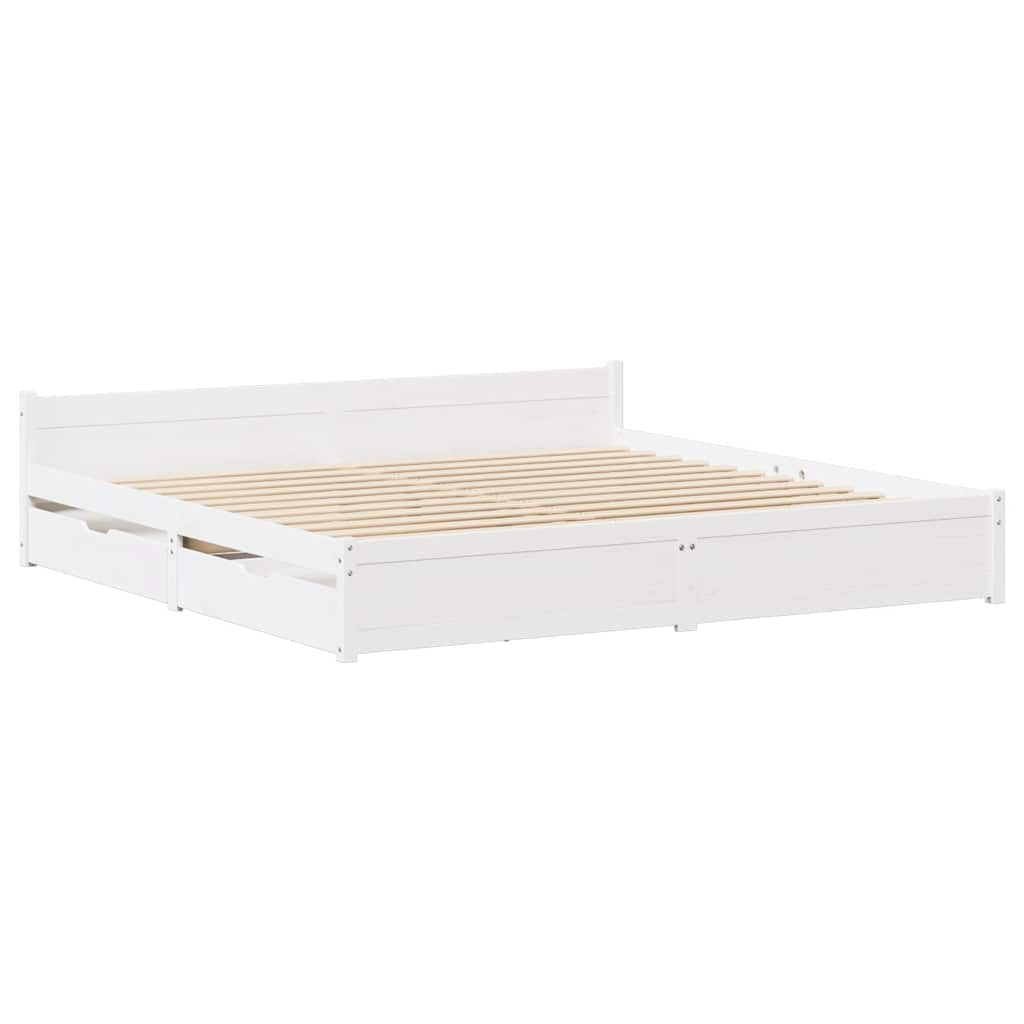 vidaXL Bed Frame without Mattress White 120x200 cm Solid Wood Pine 3