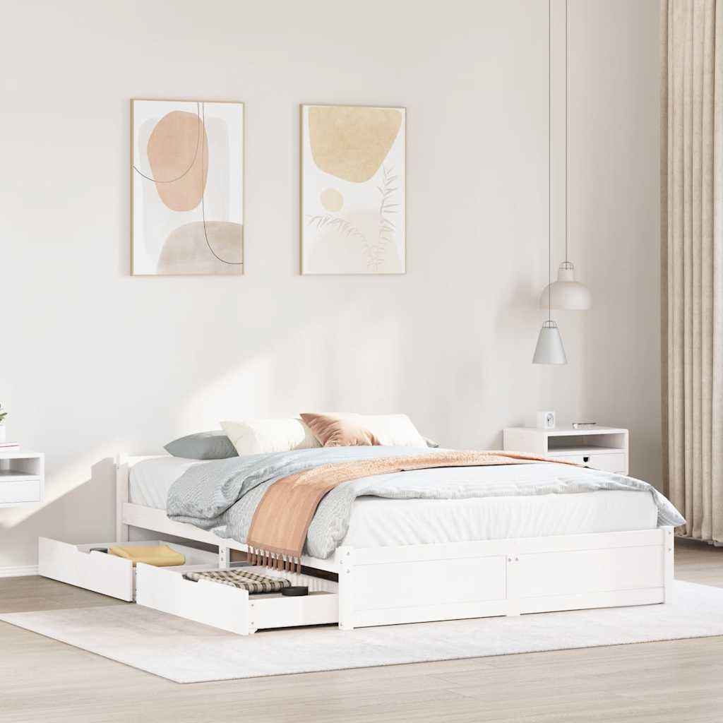 vidaXL Bed Frame without Mattress White 120x200 cm Solid Wood Pine 1