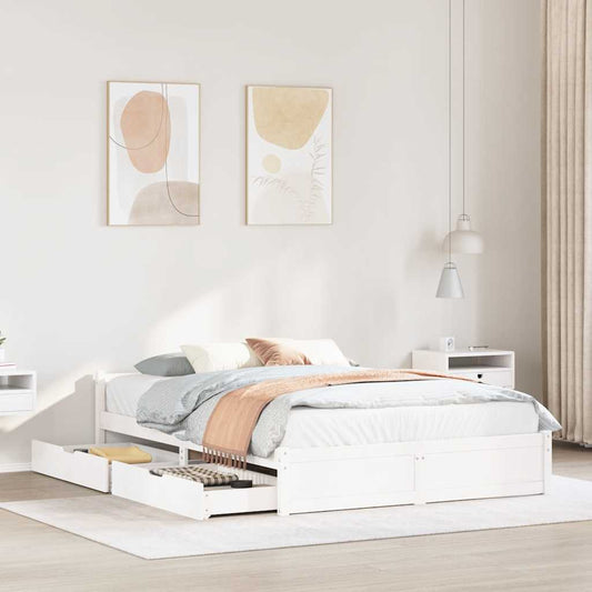 vidaXL Bed Frame without Mattress White 120x200 cm Solid Wood Pine 1