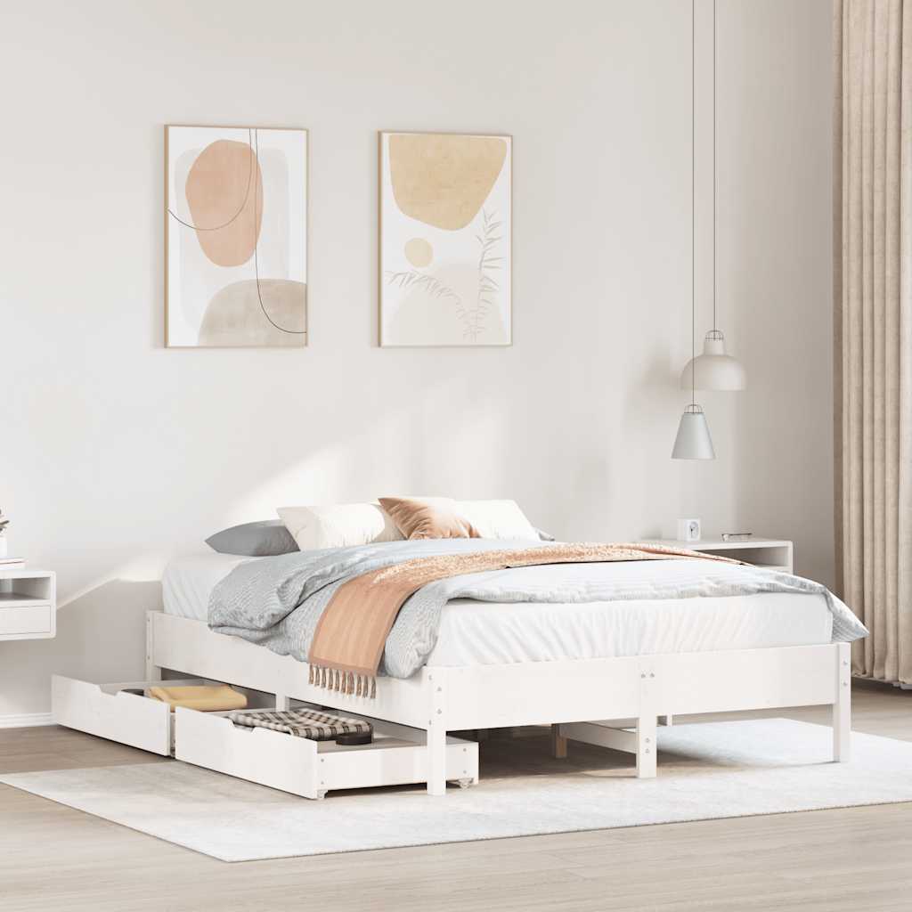 Bed Frame without Mattress Solid Wood Pine Length 190 cm 120 cm