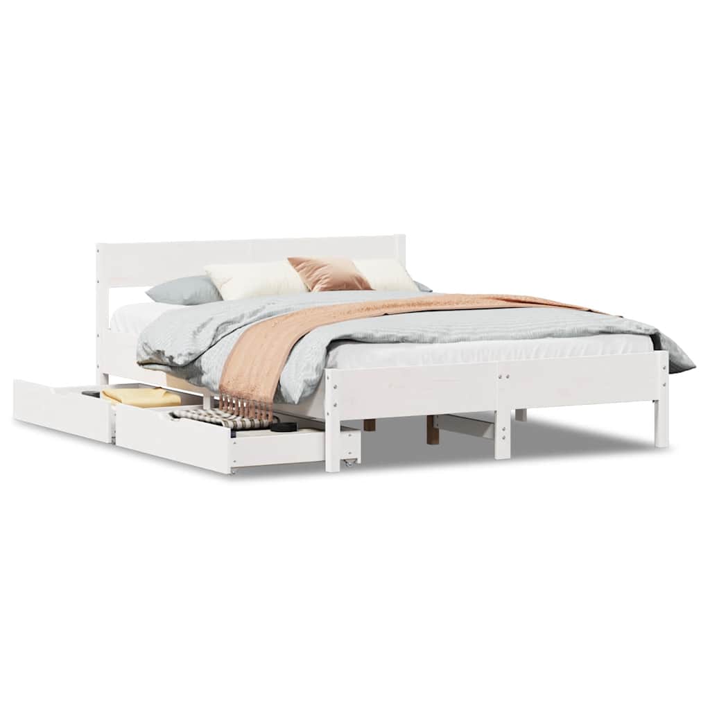 Bed Frame without Mattress Solid Wood Pine Length 190 cm 140 cm
