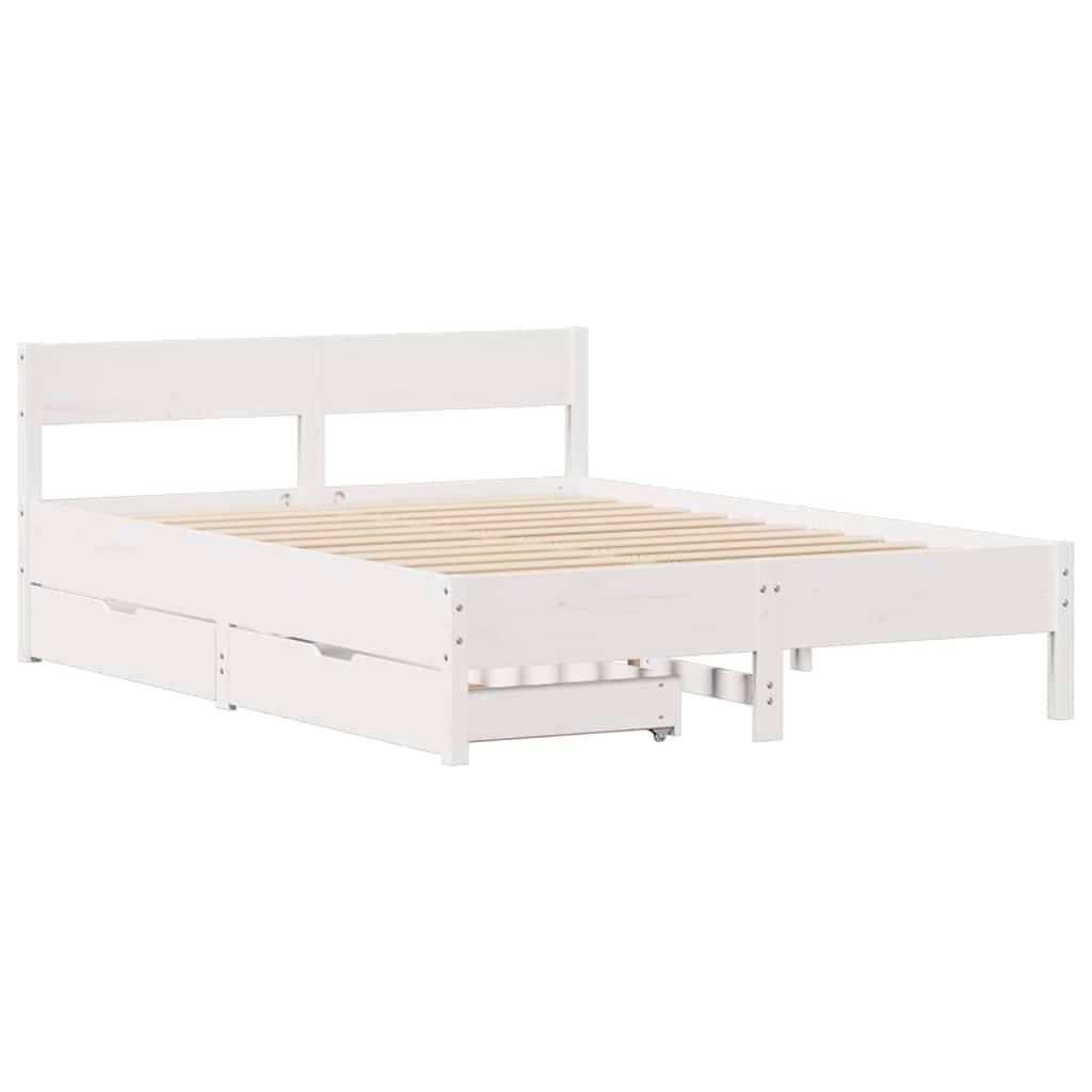 Bed Frame without Mattress Solid Wood Pine Length 190 cm 140 cm