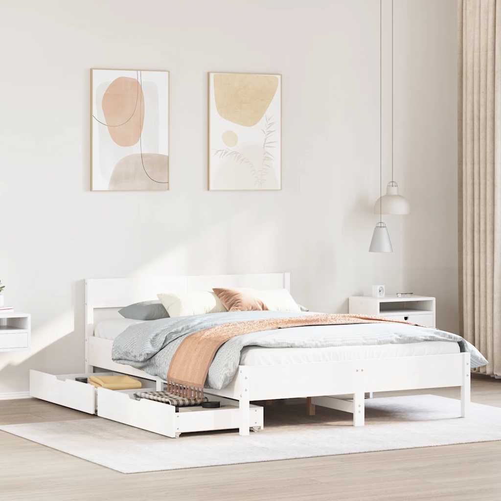 Bed Frame without Mattress Solid Wood Pine Length 190 cm 140 cm
