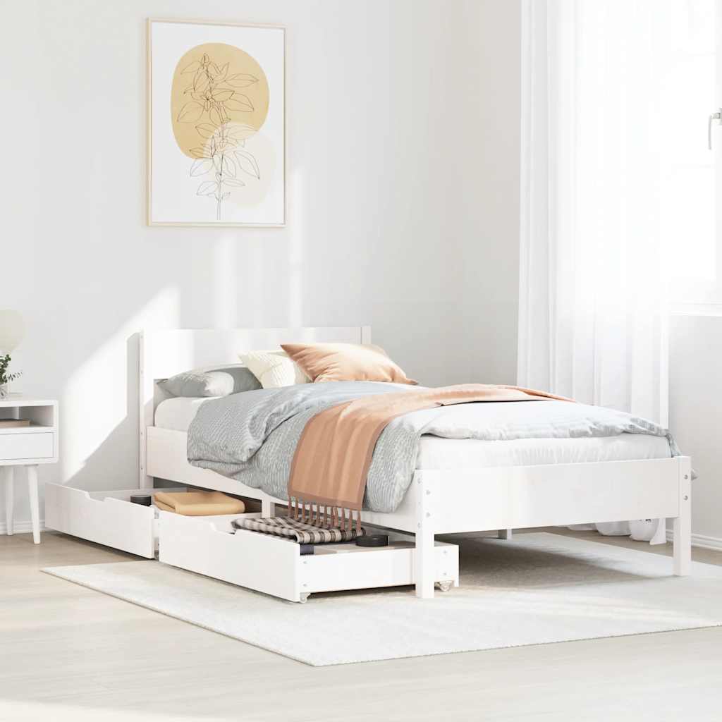 Bed Frame without Mattress Solid Wood Pine Length 190 cm 75 cm