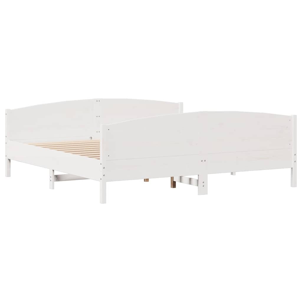 vidaXL Bed Frame without Mattress White 180x200 cm Super King Solid Wood Pine 5