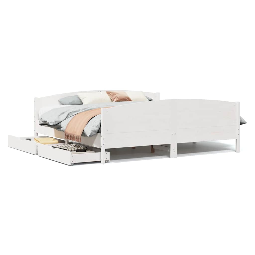vidaXL Bed Frame without Mattress White 160x200 cm Solid Wood Pine 2