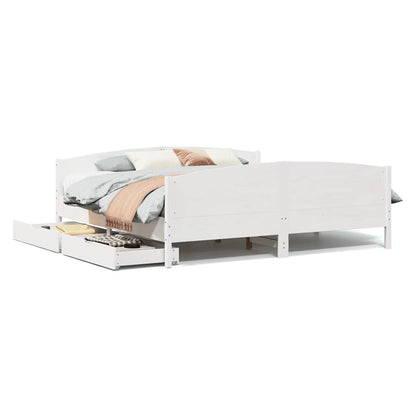 vidaXL Bed Frame without Mattress White 160x200 cm Solid Wood Pine 2
