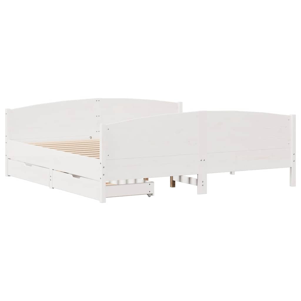 vidaXL Bed Frame without Mattress White 160x200 cm Solid Wood Pine 3