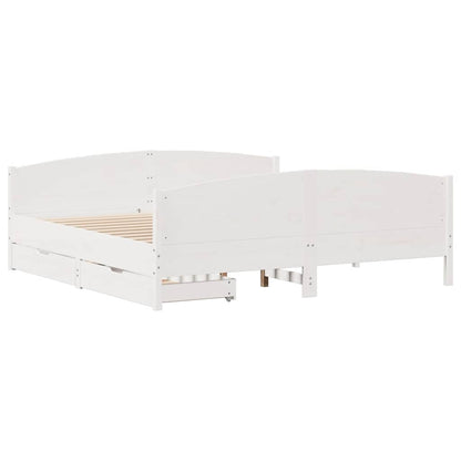 vidaXL Bed Frame without Mattress White 160x200 cm Solid Wood Pine 3