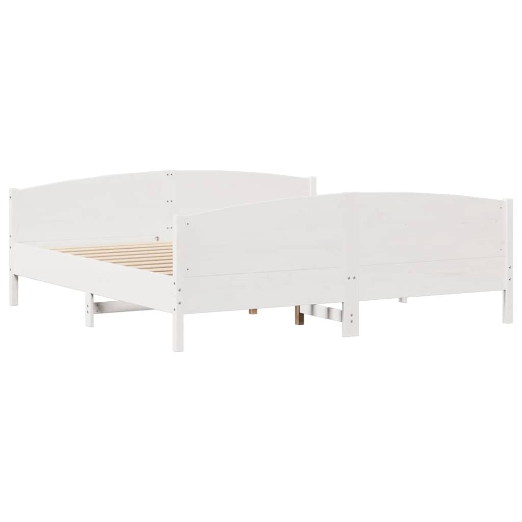 vidaXL Bed Frame without Mattress White 160x200 cm Solid Wood Pine 5